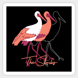 Red and White Stork Birds Illustration Sticker